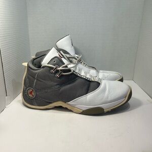 Jordan White and Gray Sneakers with Red Accents